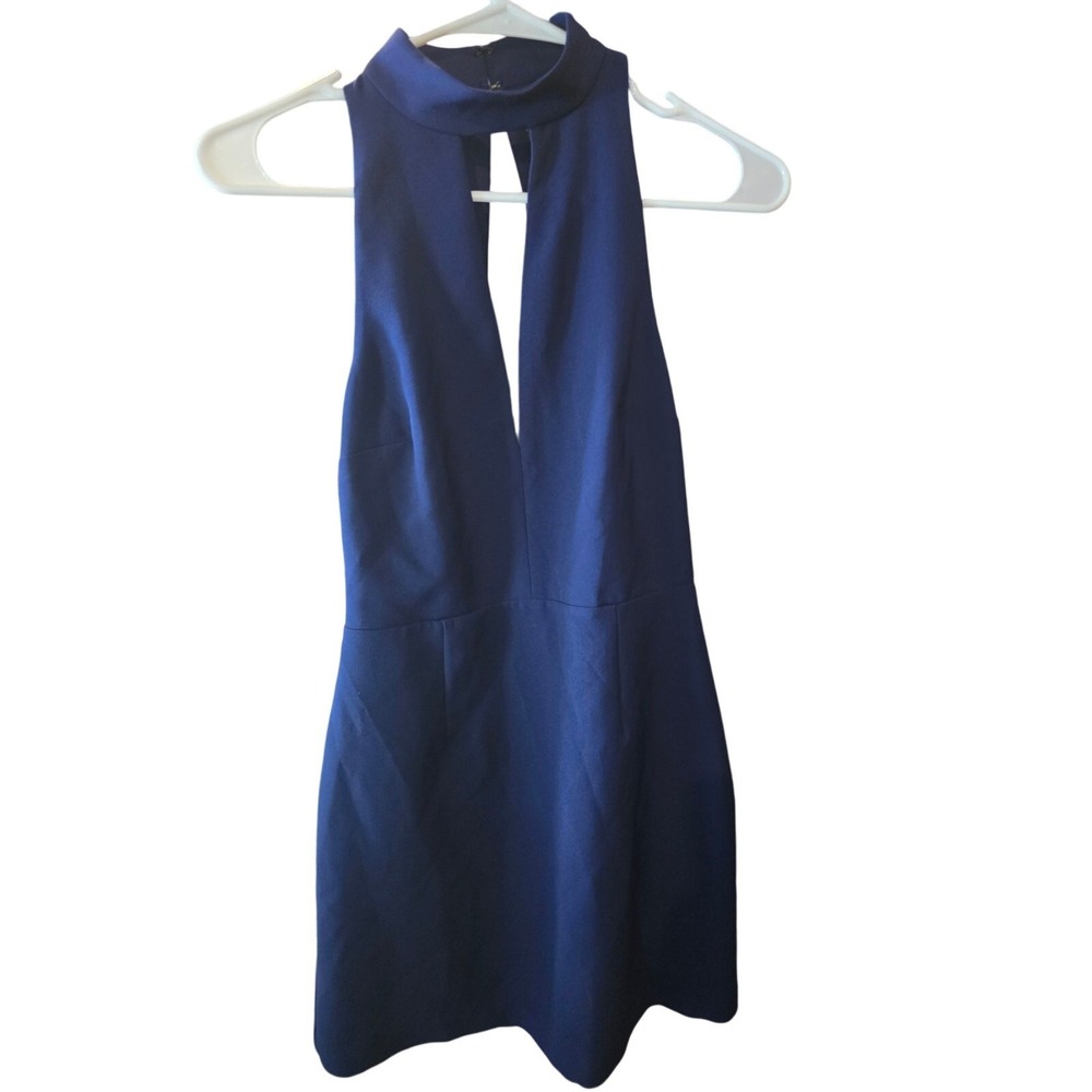 Express Mock Neck Open Back Sexy Dress 4 Womens‎ Blue Black Lace Mini Date Night